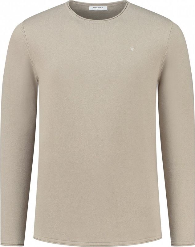 Purewhite - Heren Regular fit Knitwear Crewneck LS - Sand