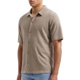 PURE PATH Shortsleeve Shirt Button Up Heren - Vrijetijds blouse - Taupe - Maat S