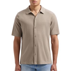 PURE PATH Shortsleeve Shirt Button Up Heren - Vrijetijds blouse - Taupe - Maat S