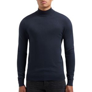 PURE PATH Essential Knit Mockneck Sweater Truien & Vesten Heren - Sweater - Hoodie - Vest- Donkerblauw - Maat XS