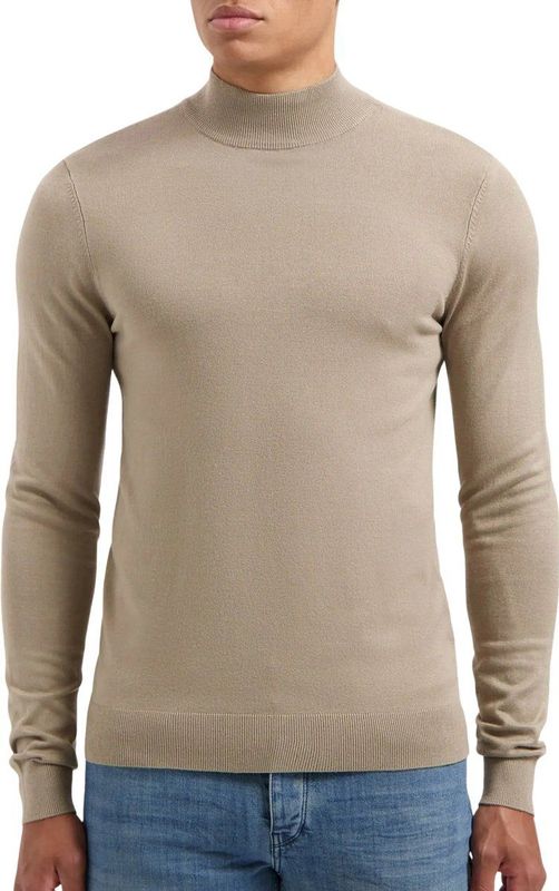 PURE PATH Essential Knit Mockneck Sweater Truien & Vesten Heren - Sweater - Hoodie - Vest- Taupe