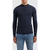 PURE PATH - Essential Knitwear Halfzip Sweater - Donkerblauw - Trui