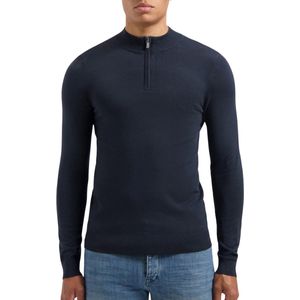 PURE PATH - Essential Knitwear Halfzip Sweater - Donkerblauw - Trui