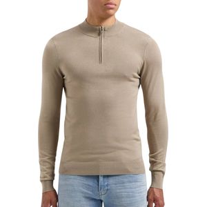 Pure Path - Gebreide Trui - Beige - Heren - Opstaande Kraag