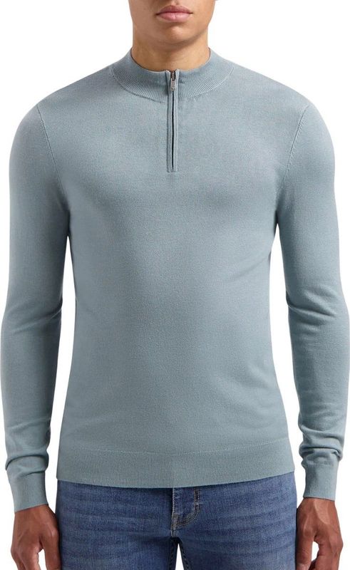PURE PATH Regular Fit Knitwear Halfzip803 Truien & Vesten Heren - Sweater - Hoodie - Vest- Blauw