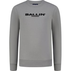 Ballin Amsterdam - Jongens Slim fit Sweaters Crewneck LS - Grey Plain - Maat 8