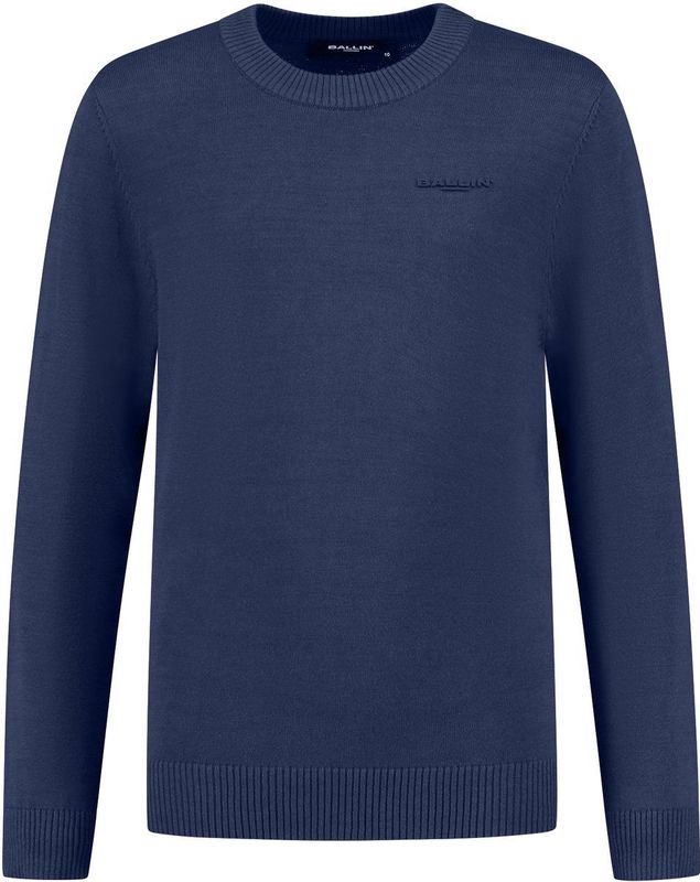 Ballin - Fijn Gebreide Trui - Marine - Regular Fit