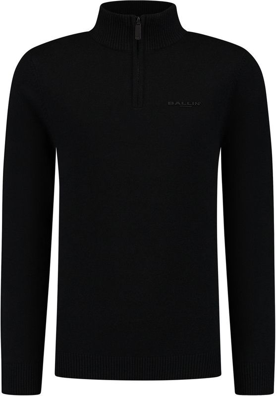 Ballin Amsterdam - Originals - Gebreide Truien - Zwart - Regular Fit - Half Zip