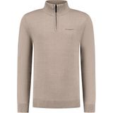 Ballin Amsterdam - Originals - Regular Fit Sweater - Taupe - Half Zip LS