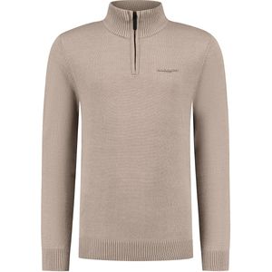 Ballin Amsterdam - Originals - Knitwear - Taupe - Regular Fit - Half Zip LS