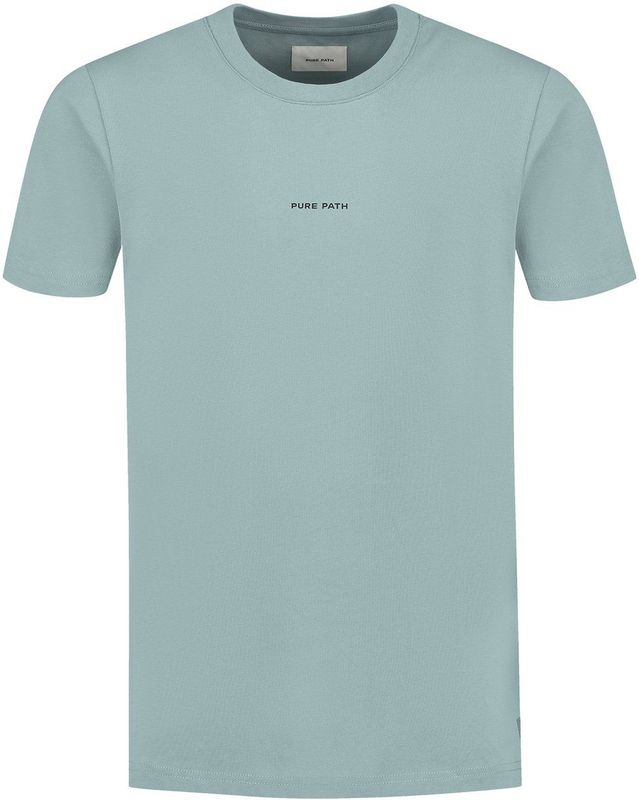 PURE PATH - Regular Fit Crewneck SS T-shirt - Lichtblauw - Heren