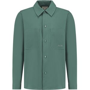 Cursive Embroidery Shirt - Faded Green