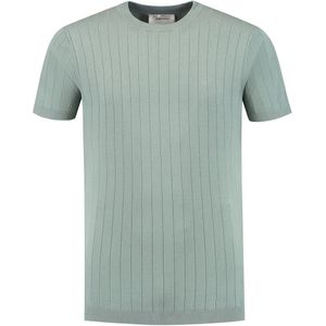 Pure Path - Vertical Striped Knitwear - T-shirt - Army Green - Katoen