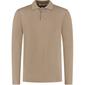 Pure Path - Poloshirt - Taupe - Heavy Knit - Lange Mouwen