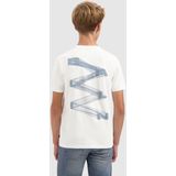Ballin Amsterdam - Zig Zag Logo T-shirt - Off White - Regular Fit - Korte Mouwen