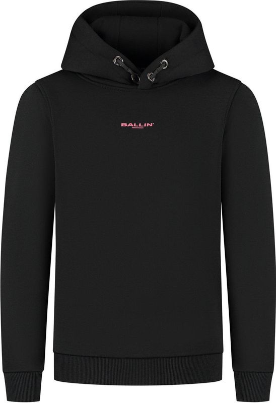 Ballin Amsterdam - Junior Stacked Logo Hoodie - Zwart - Regular Fit