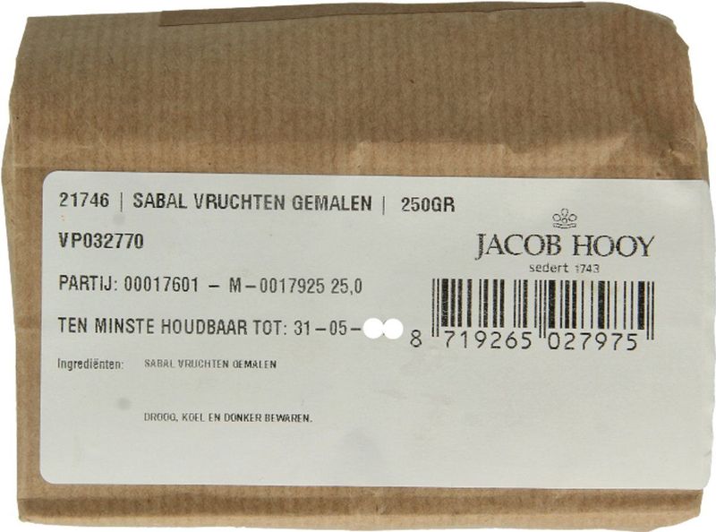 Jacob Hooy - Sabal Vruchten - Gemalen - Drogisterij