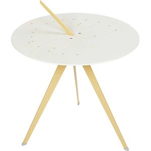 Weltevree | Sundial Table | Koffietafel Rond Zonnewijzer | Bijzettafel Tuin, Tuintafel, Salontafel Buiten | Aluminium Staal Gepoedercoat | Zandgeel RAL 1002