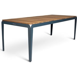 Weltevree | Bended Table Wood | Duurzame Tuintafel Hout & Staal 90 x 220 cm | Eettafel Buiten Essenhout, Tuinmeubel | Tuin Tafel 8 Personen | Grijsblauw