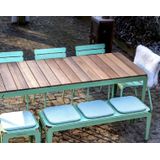 Weltevree - Bended Table Wood 220 - Stalen Tuintafel met houten blad - Pale Green