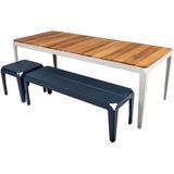 Weltevree - Bended Table Wood 220 - Stalen Tuintafel met houten blad - Agate Grey