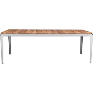 Weltevree - Bended Table Wood 220 - Stalen Tuintafel met houten blad - Agate Grey