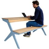 Weltevree - Tablebench - Slimme picknicktafel of bankje met rugsteun - Pastel blauw