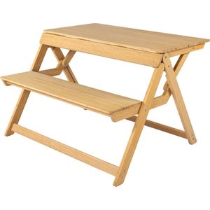 Weltevree | Folding Picnic Table | Opvouwbare Picknicktafel of Bank met Rugleuning | Bamboe | Bruin