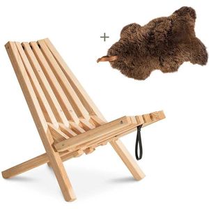 Weltevree | Fieldchair | Tuinstoel Loungestoel Buiten incl, Schapenvacht Bruin | Naturel