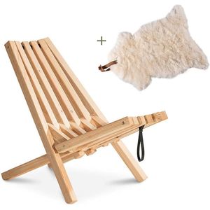Weltevree - Fieldchair - Tuinstoel  Loungestoel Buiten met Schapenvacht Wit