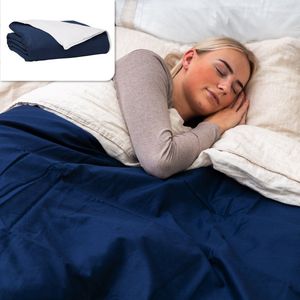 Kalm 4-Seizoens Duvet cover 2 Persoons - Verzwaringsdeken hoes - 200x220 cm - Luchtig & Ademend - Wit & Navy Blauw