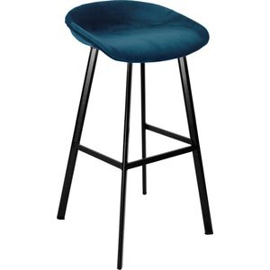 Kick Collection - FINN - Barkruk - Donkerblauw - Velvet Stof en Metaal