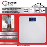 Benson - Digitale Personenweegschaal - Wit - Max 180 kg - Antislip