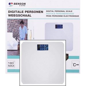 Weegschaal digitaal / personenweegschaal met antislip laag - 26 x 26 x 2 cm - maximum gewicht 180 KG - badkamer weegschaal / digitale weegschaal