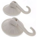 2x stuks Witte zuignap badkamer/keuken ophang haken van kunststof - Draagkracht 2 KG