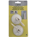 2x stuks Witte zuignap badkamer/keuken ophang haken van kunststof - Draagkracht 2 KG