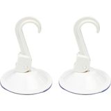 2x stuks Witte zuignap badkamer/keuken ophang haken van kunststof - Draagkracht 2 KG