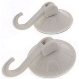 2x stuks Witte zuignap badkamer/keuken ophang haken van kunststof - Draagkracht 2 KG
