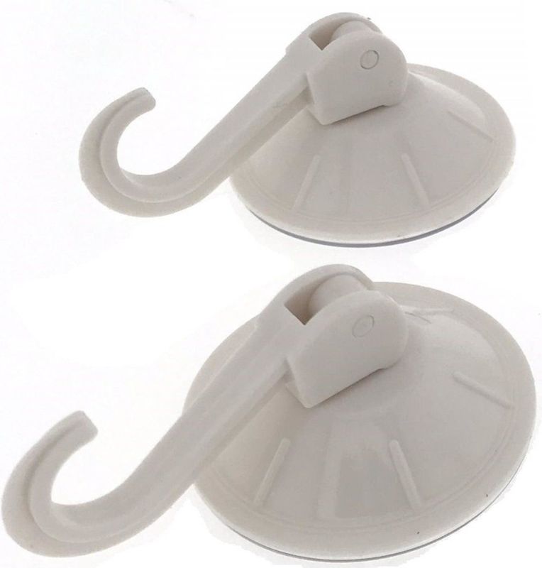 2x stuks Witte zuignap badkamer/keuken ophang haken van kunststof - Draagkracht 2 KG