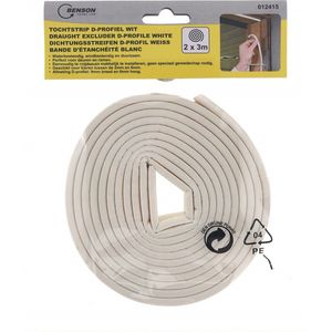 Benson Tochtstrip D-Profiel 2 x 3 meter - Wit