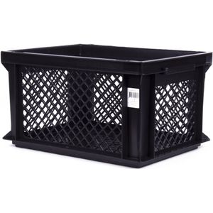 Lastpak Middelgrote fietskrat - stevig kunststof - geperforeerde bodem - 40x30x22 cm - zwart