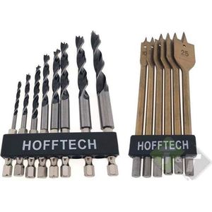 Hofftech Boorset Hout - Bitmodel 1/4 inch - 3 t/m 25 mm - 14 delig