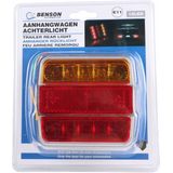 Benson Aanhangwagen achterlicht - 18 LED - vierkant - 10 x 10 cm - helder glas - E11 keurmerk