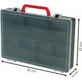 Benson Opbergdoos/sorteerdoos - 10-vaks - kunststof - grijs - 30 x 22 cm opbergkoffer met vakken