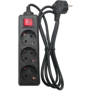 Benson Stekkerdoos met schakelaar - 3-voudig - geaard - 1,5 meter - zwart