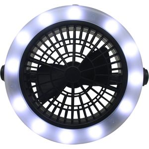 Benson Multifunctionele ventilator met LED verlichting - 3 standen - Werkt op batterijen - Ø 18 cm