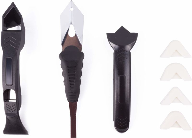 Benson Kitspatel set - 8-delig - Flexibel kunststof en metalen schraper - Inclusief radius opzetstukken