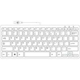 R-Go Compact ergonomisch toetsenbord, plat design, mini toetsenbord, QWERTY (US)layout, bedraad, wit