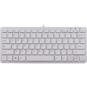 R-Go Compact ergonomisch toetsenbord, plat design, mini toetsenbord, QWERTY (US)layout, bedraad, wit