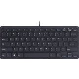 R-Go Compact ergonomisch toetsenbord, plat design, mini toetsenbord, QWERTY (US) layout, bedraad, zwart